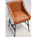 Industrial Exclusive Leather Chair Cast Iron Pipe Base Metal Coated